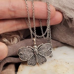 Silver Butterfly Pendant  Hypoallergenic Chain Necklace Butterfly